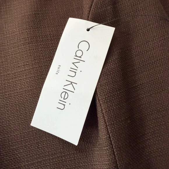 NWT Calvin Klein Classic Sheath Dress Brown 100% Cotton Lined Size 10 - Picture 9 of 10